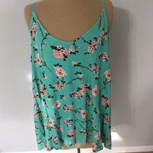 Teal Cherry Blossom Print Cami